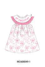 PO101 Pink bow monogram embroidery ruffle collection