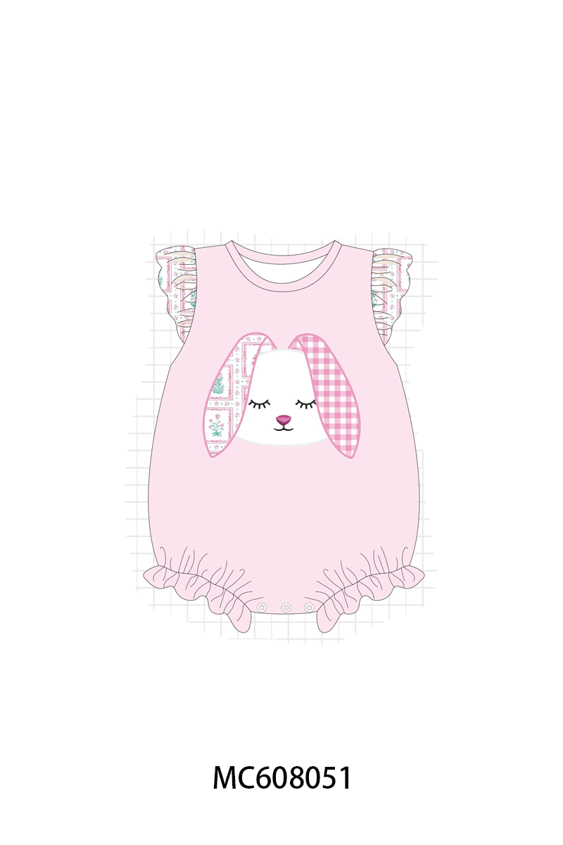 PO101 Pink easter bunny applique floral gingham collection