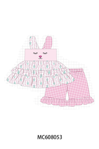 PO101 Pink easter bunny applique floral gingham collection