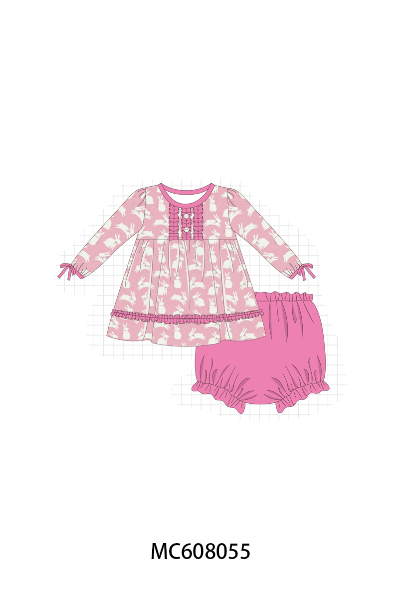 PO101 Pink bunny print ruffle collection