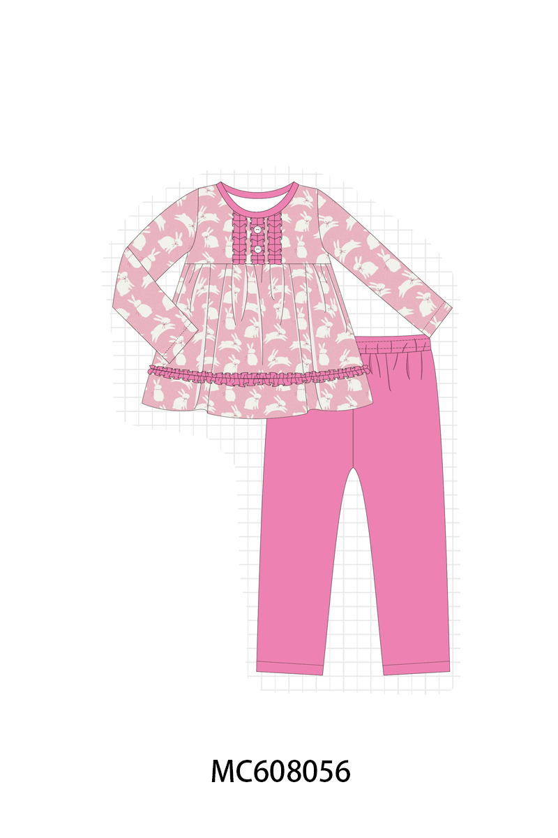 PO101 Pink bunny print ruffle collection