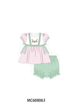 PO101 Sage easter bunny embroidery stripe collection