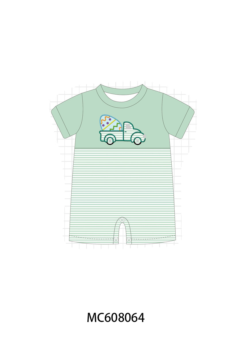 PO101 Sage easter bunny embroidery stripe collection