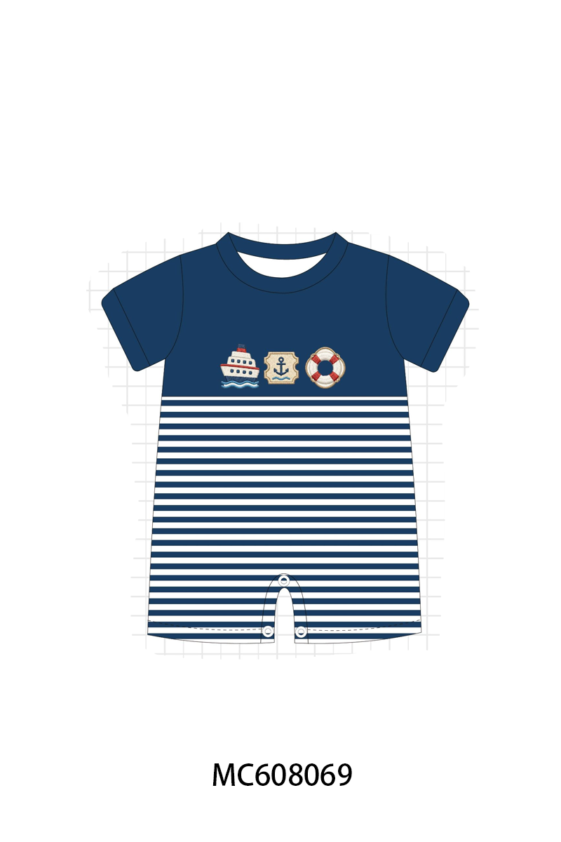 PO101 Navy&purple nautical embroidery collection