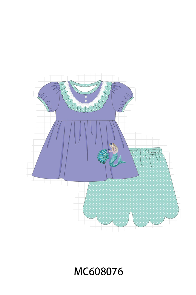 PO101 Blue&purple mermaid sequin embroidery collection