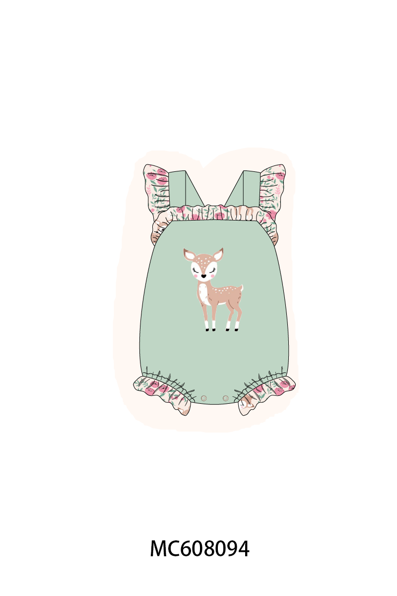 PO101 Sage deer applique floral collection
