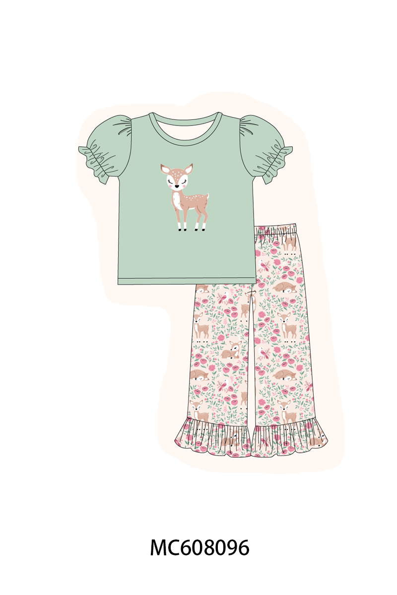 PO101 Sage deer applique floral collection