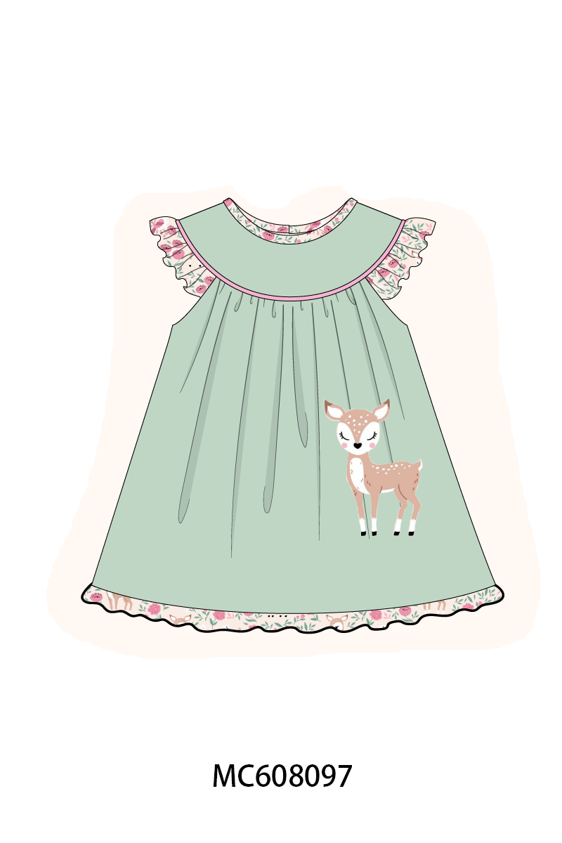 PO101 Sage deer applique floral collection