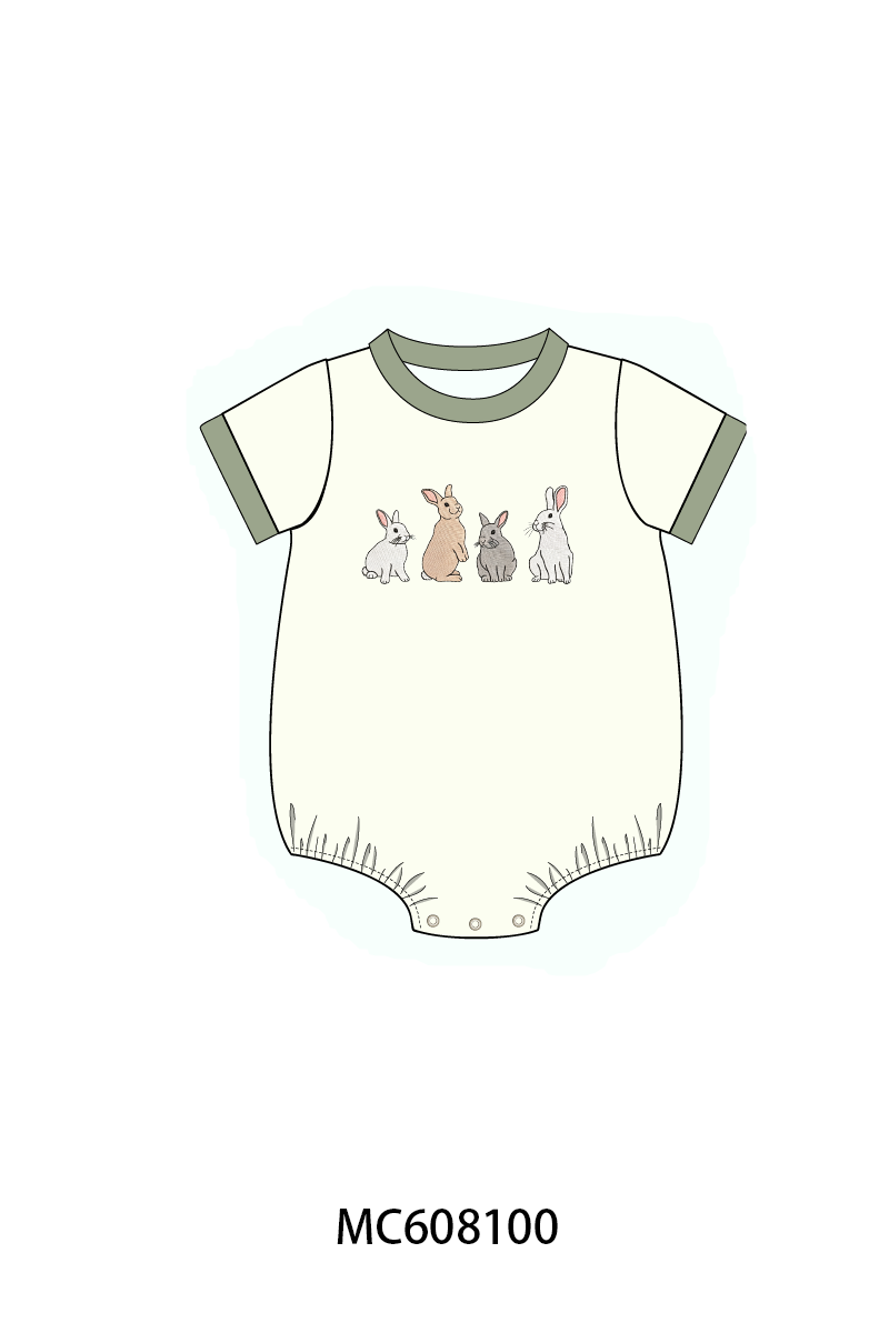 PO101 Sage easter bunny embroidery floral collection