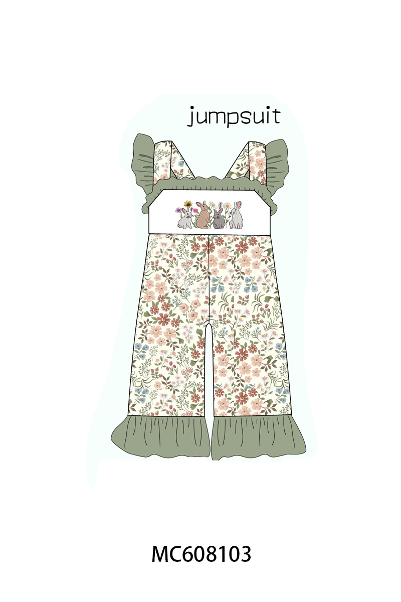PO101 Sage easter bunny embroidery floral collection