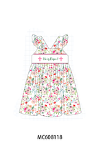 PO101 Pink cross he is risen embroidery floral collection