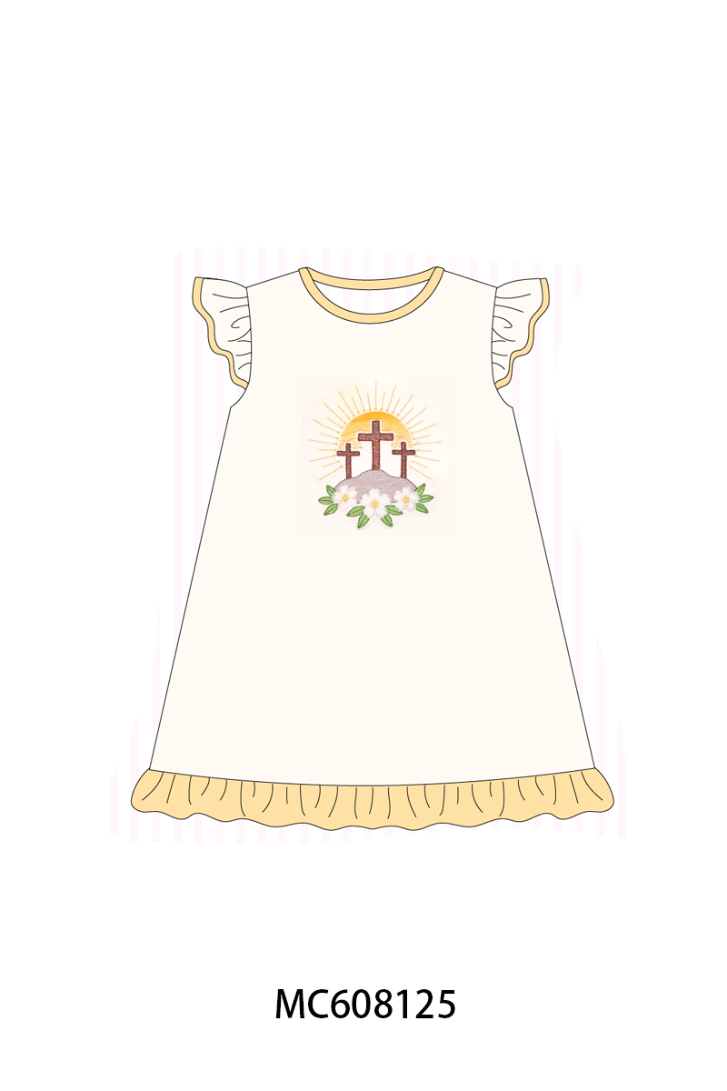 PO101 Yellow cross floral embroidery collection
