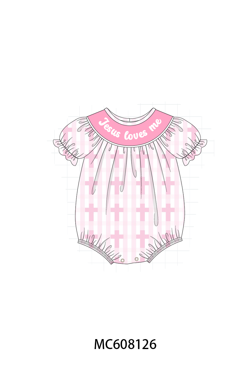 PO101 Pink Jesus Loves Me embroidery cross collection