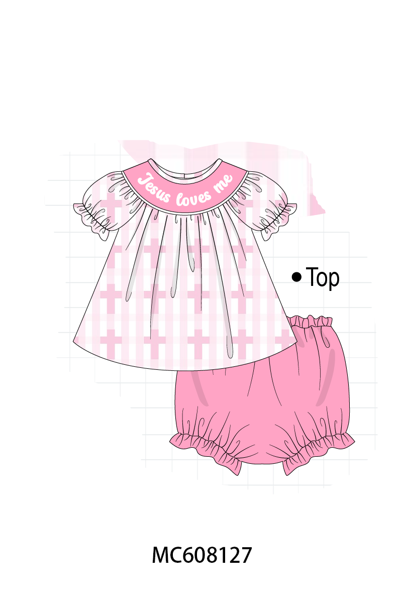 PO101 Pink Jesus Loves Me embroidery cross collection