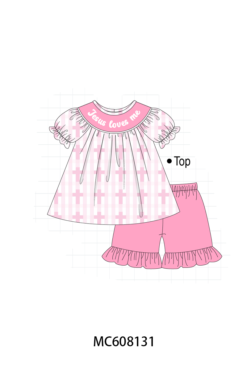 PO101 Pink Jesus Loves Me embroidery cross collection