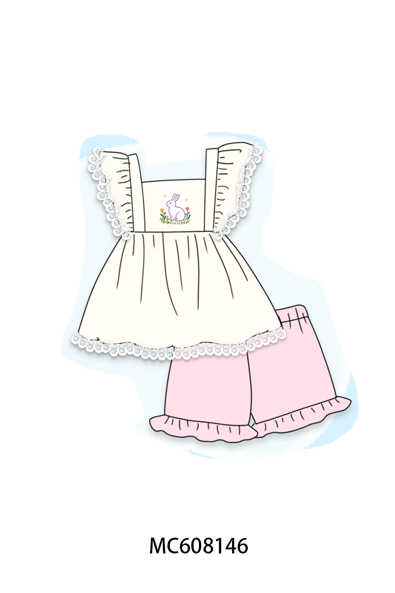 PO101 Cream easter bunny embroidery lace collection