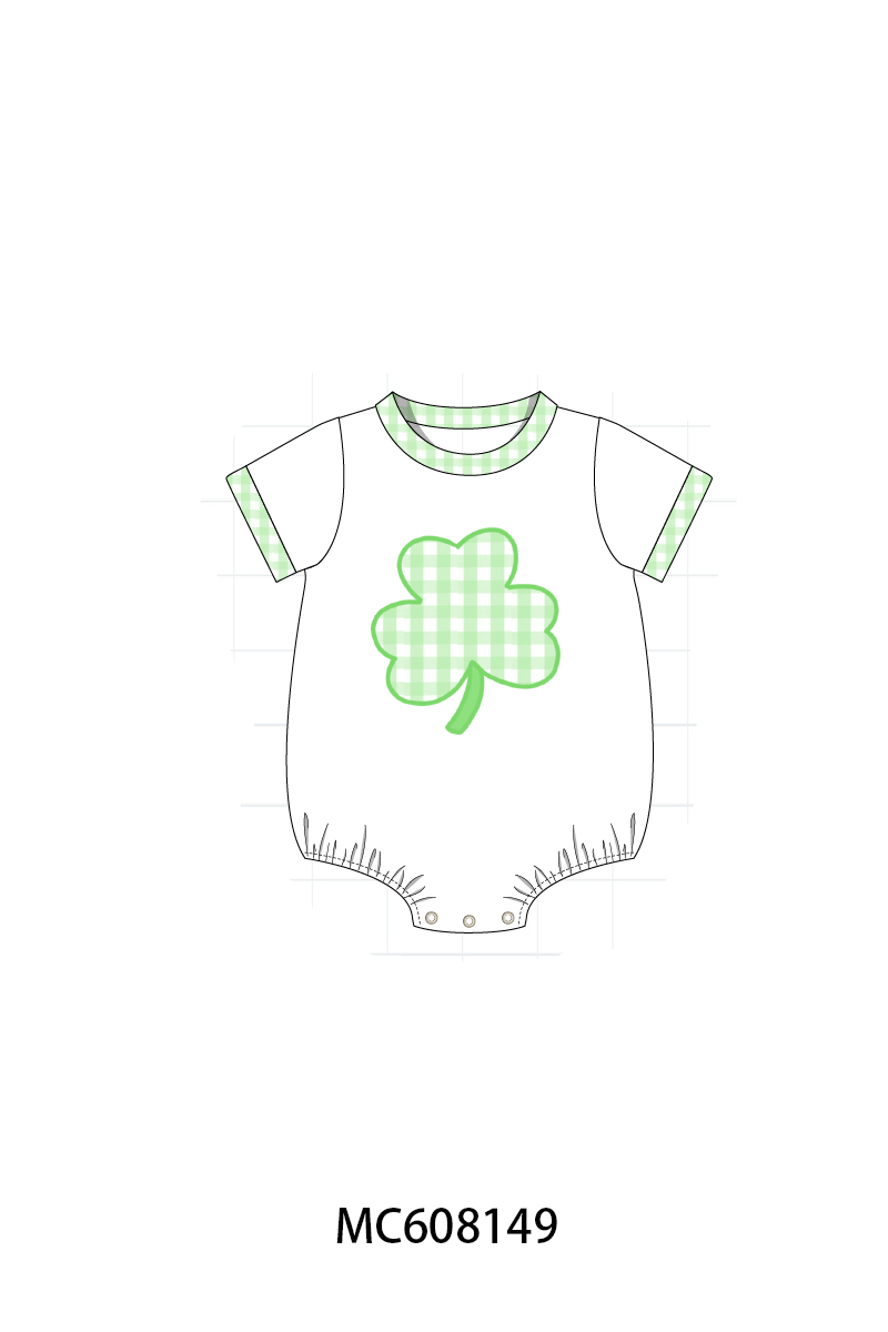 PO101 Green clover applique gingham collection