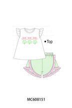 PO101 Green clover applique gingham collection