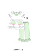 PO101 Green clover applique gingham collection
