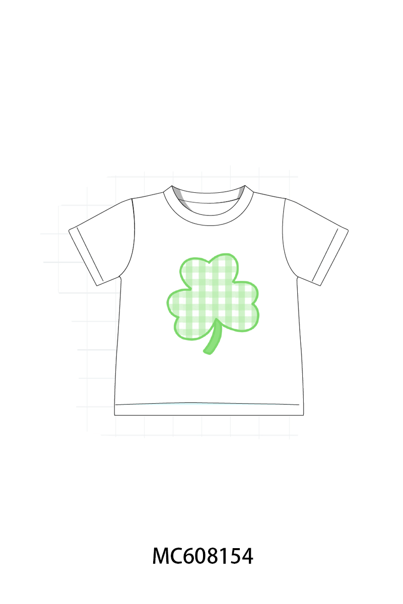 PO101 Green clover applique gingham collection