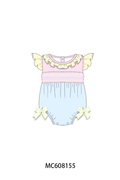 PO101 Pink color block smocked ruffle collection