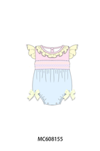 PO101 Pink color block smocked ruffle collection
