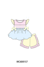 PO101 Pink color block smocked ruffle collection