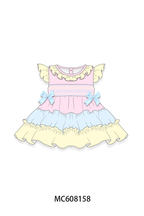PO101 Pink color block smocked ruffle collection