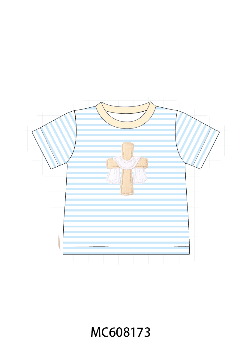 PO101 Blue easter cross floral embroidery collection