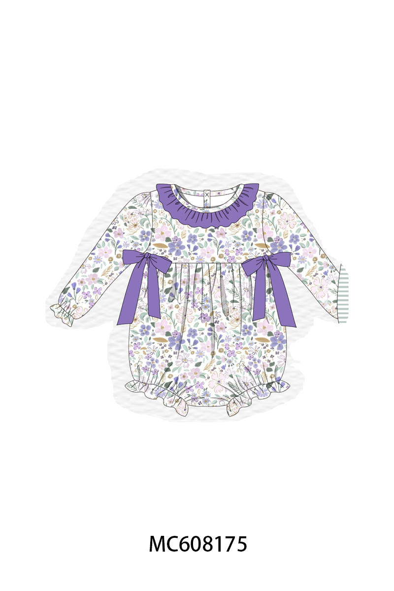 PO101 Purple floral print ruffle collection