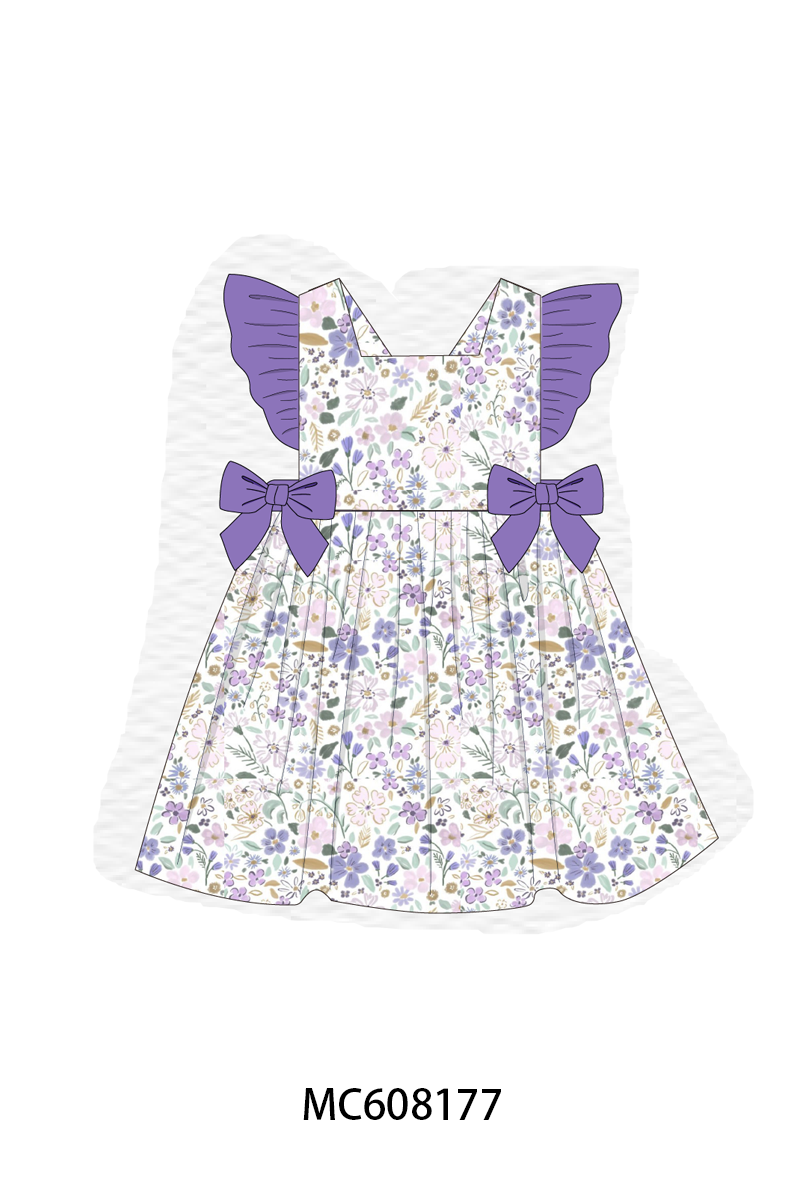 PO101 Purple floral print ruffle collection