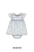 PO101 Purple floral smocked ruffle collection
