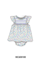 PO101 Purple floral smocked ruffle collection