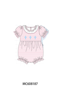 PO101 Pink&blue cross embroidery stripe collection 1