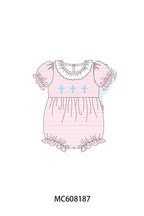 PO101 Pink&blue cross embroidery stripe collection 1