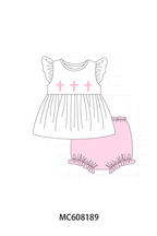 PO101 Pink&blue cross embroidery stripe collection 1