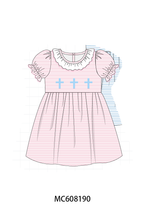 PO101 Pink&blue cross embroidery stripe collection 1