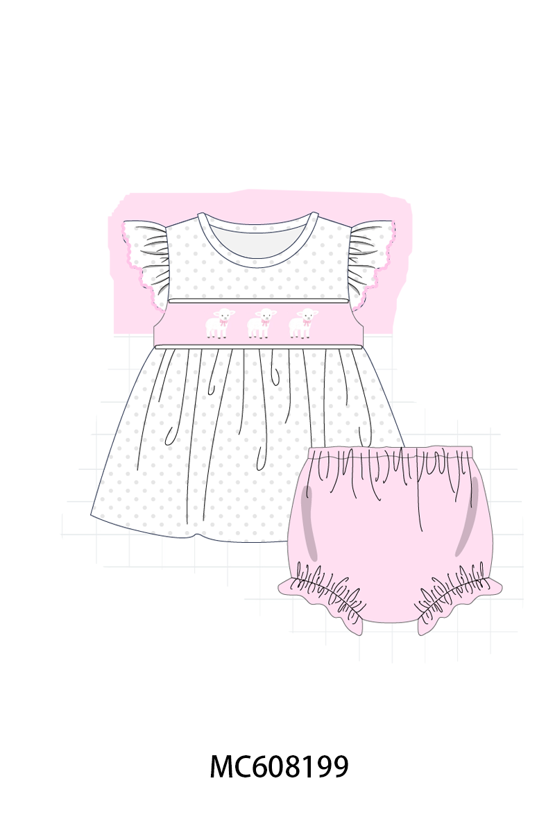 PO101 Pink&green sheep embroidery collection