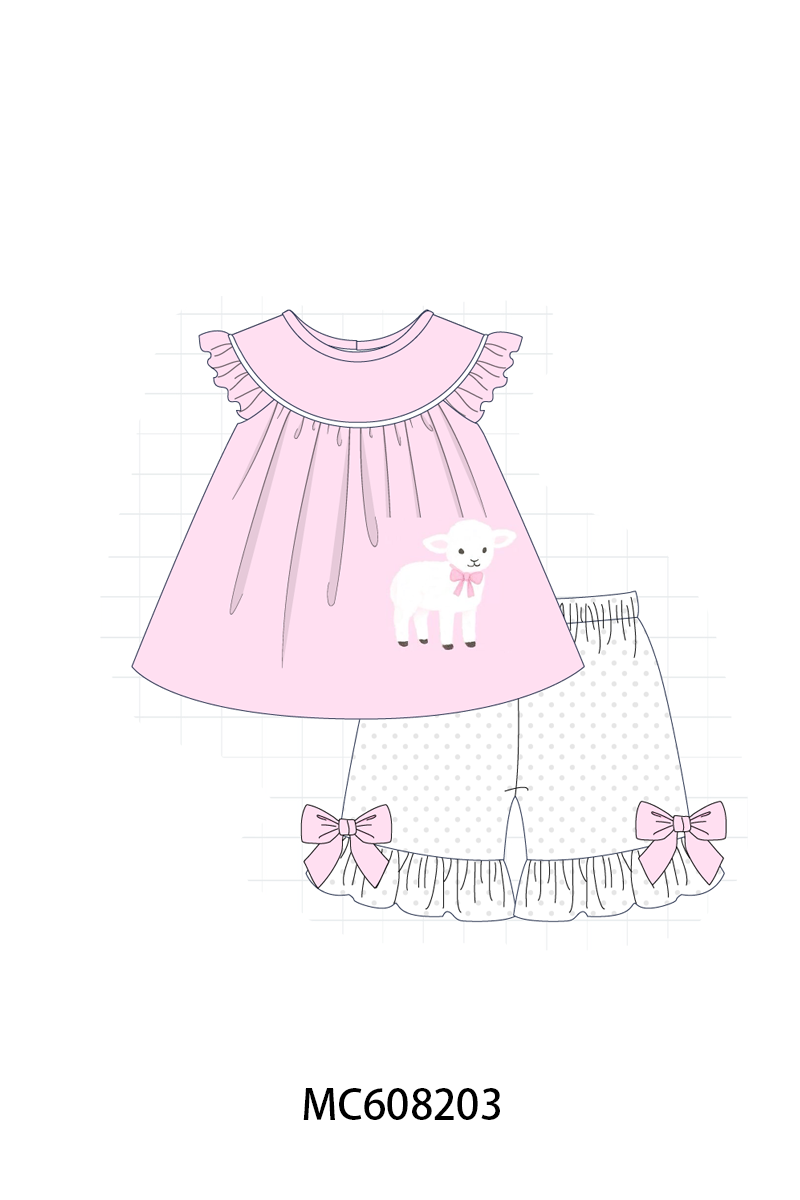 PO101 Pink&green sheep embroidery collection