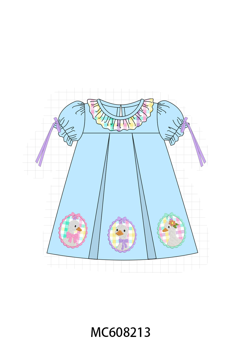 PO101 Blue goose applique gingham collection
