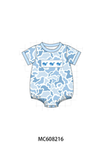 PO101 Blue camouflage whale embroidery ruffle collection