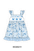 PO101 Blue camouflage whale embroidery ruffle collection