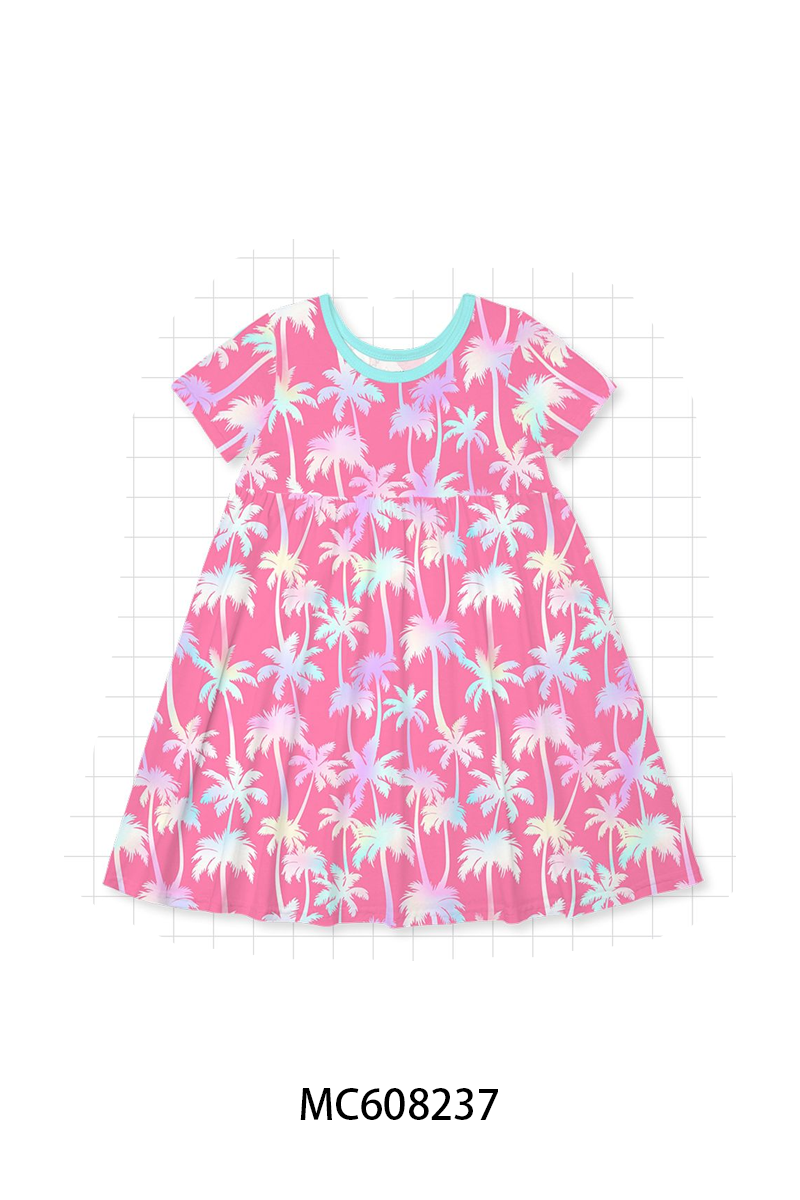 PO101 Pink palm tree print bamboo collection