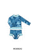PO101 Blue palm print swimsuit collection