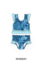 PO101 Blue palm print swimsuit collection