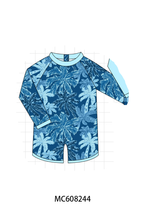 PO101 Blue palm print swimsuit collection