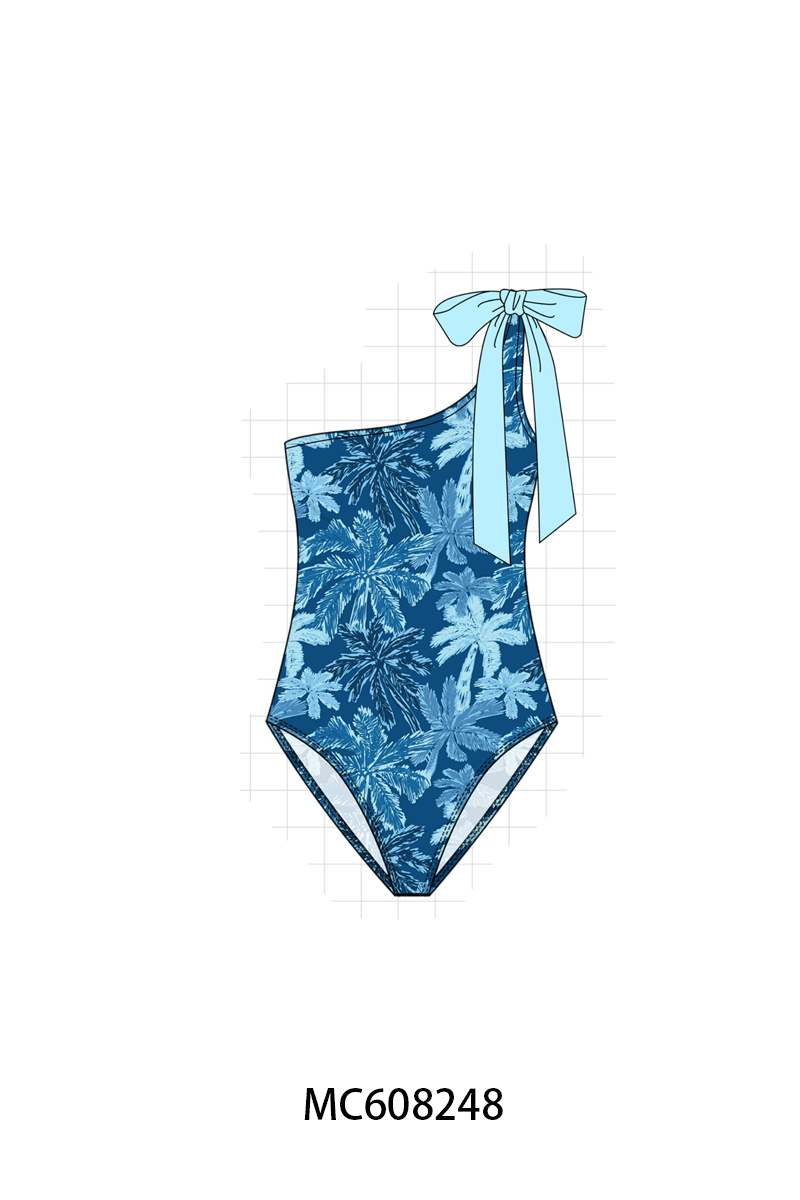 PO101 Blue palm print swimsuit collection