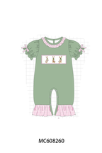 PO101 Green bunny mallard embroidery gingham collection