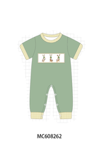 PO101 Green bunny mallard embroidery gingham collection
