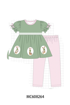 PO101 Green bunny mallard embroidery gingham collection
